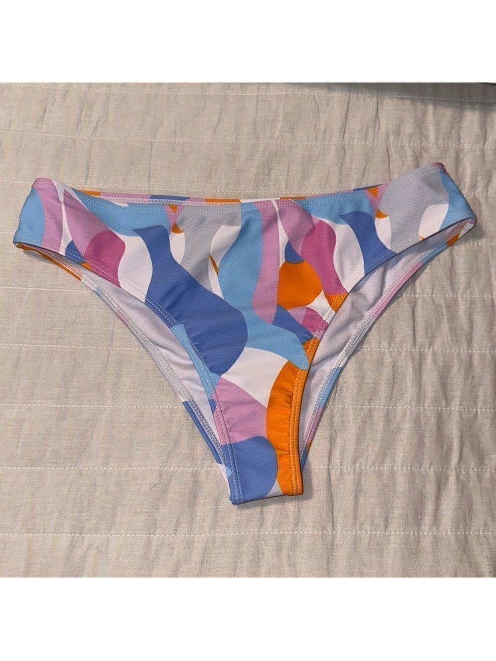 Ali Express L White Blue Multi Bikini Bottom